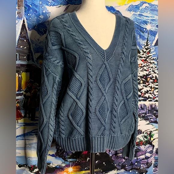 Lucky Brand Sweaters - Lucky Brand Women’s Blue Cotton Long Sleeve Sweater NWT Size Medium